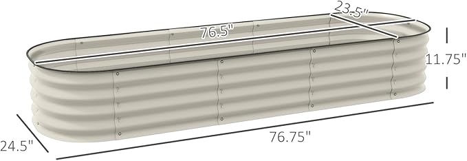 Galvanized Raised Garden Bed Kit Outdoor Metal Plant Box for Flowers Herbs Vegetables Cream