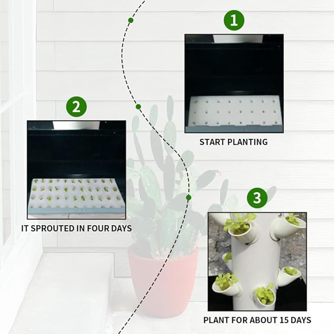 15 Layer 45 Holes Indoor Hydroponic Grow with Led Grow Llight DIY Cultivation Hydroponic Tower Growing Sytem with Pump and Movable Wa