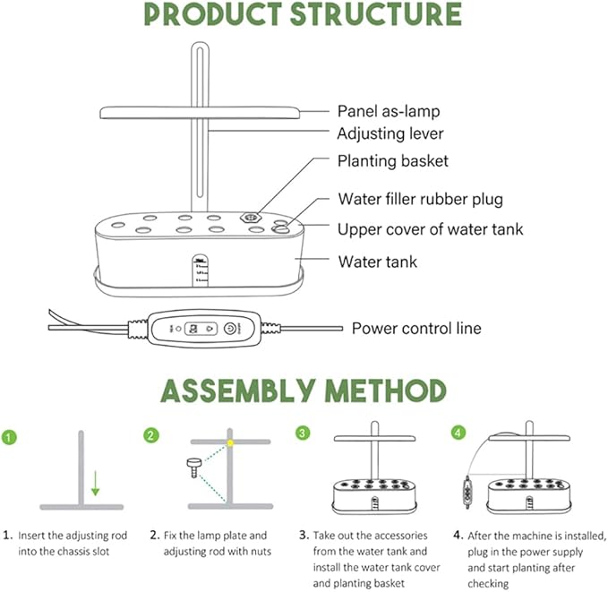 GeRRiT Hydroponics Growing System 9 Pods Indoor Herb Garden Kit with 15W LED Grow Light Automatic Timer Germination Kits Height Adjustable Smart Garden Planter for Home Kitchen Gardening