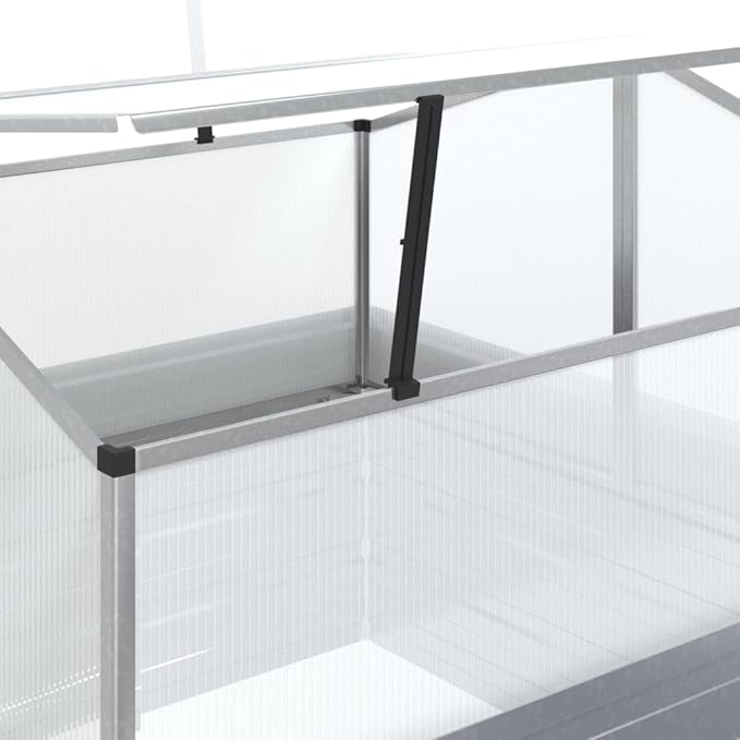 Garden Raised Bed with GreenhousePlanter Boxes Raised Garden Beds for Flowers Herbs and Fruits for Terraces and Patios 39.4X39.4X33.5 Silver