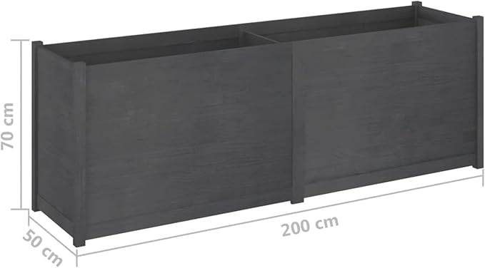 Raised Bed Wood Raised Beds for Garden Wooden Raised Bed Planter Raised Bed Wood Grey Herb Bed Wood Flower Box Flower Box Flower Tub Garden Planter 200 x 50 x 70 cm
