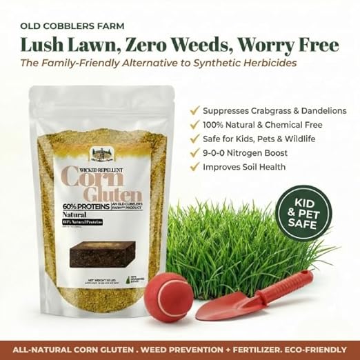 Old Cobblers Farm™ Wicked Repellent Corn Gluten - Lawn Care for Healthy GrassPre-emergant Ground-Breaking Formula with Pure Corn Gluten (5/10/15/20 lbs) (20 lbs) (15 lbs)