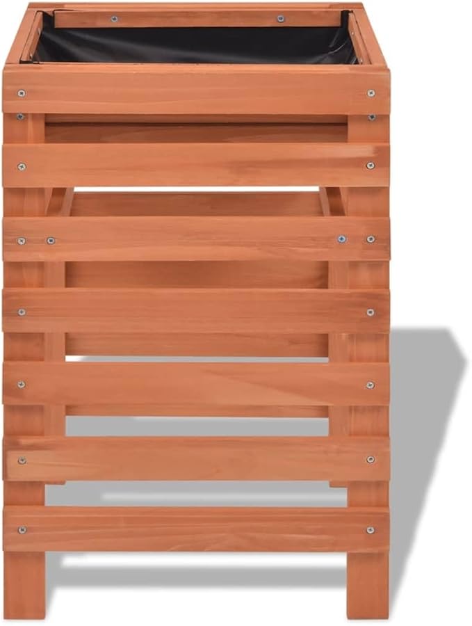 Beige Solid Chinese Fir Wood Planter 15 Rectangular Outdoor Garden Bed Raised Planters for Outdoor Plants Durable Patio Deck Decor