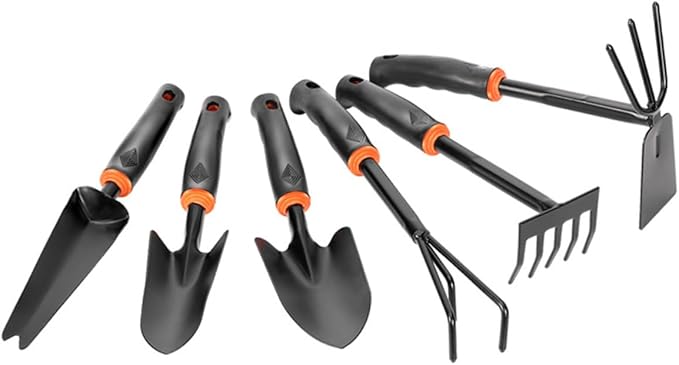Yardwe 6pcs Garden Tool Shovel Rake Hoeing Rake Iron Tool for Landscaping Gardening
