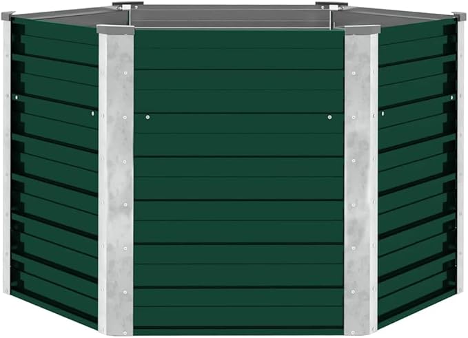 Hexagonal Green Galvanized Steel Raised Garden Bed 50.8x50.8x30.3 Inch Planter for Outdoor Plants Weathered Finish Tall Raised Bed for Gardening