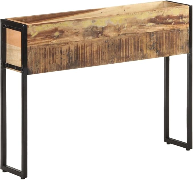 Garden PlanterRaised Garden BedSturdy Iron FrameVegetablesFlowersOutdoor Indoor Planting Box Container for Garden Patio Balcony35.4x7.9x26.8 Solid Reclaimed Wood(Priority Delivery)
