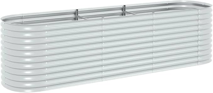 Outdoor Garden Raised Bed Galvanized Steel Garden Planter Box Metal Planter Box for Gardening Vegetables Flowers Herb 126x31.5x31.9 Galvanized Steel Silver-743