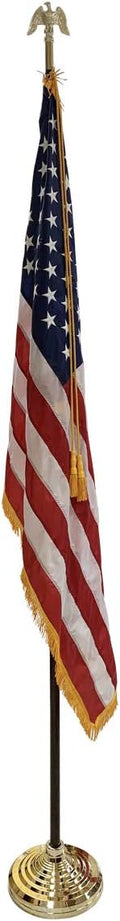 3x5' US Indoor Flag Set on 8' Pole - Complete Indoor Presentation Mounting Flag Set (Stand Pole Eagle and US Flag) for business government school office or other formal flag display.