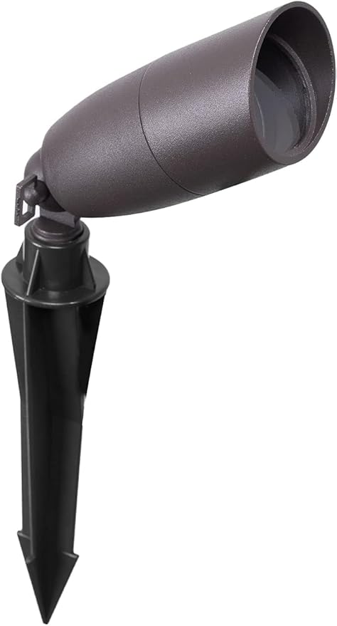 Aluminum Landscape Spotlights 12V AC/DC 36° Beam Angle | Low Voltage Lights with Ground Spike - 5W MR16 Bulb 400 Lumen - Security Lighting for Outside &amp Pool Area
