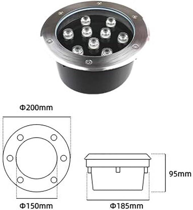 LED Landscape Lights - Waterproof Embedded Spotlights for Garden IP67 Recessed Ground Lamp Easy Installation (Green 18W Yellow 9W)