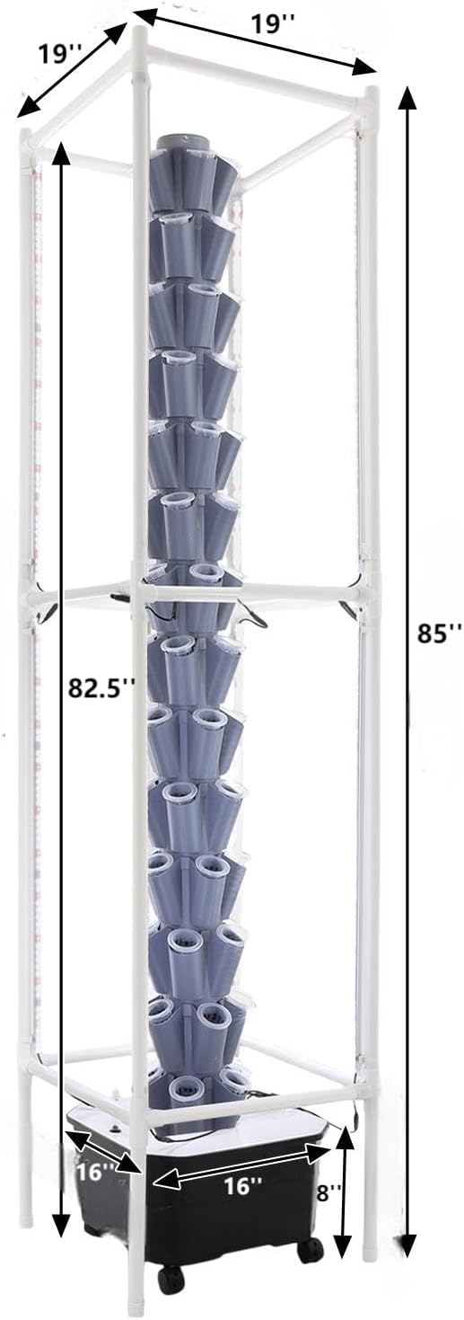 Hydroponic Growing Tower System Kit 70-Plant Vertical Hydroponics Garden Tower with LED Grow Light for Outdoor Indoor Herbs Fruits Vegetables Smart Garden Planter Kit