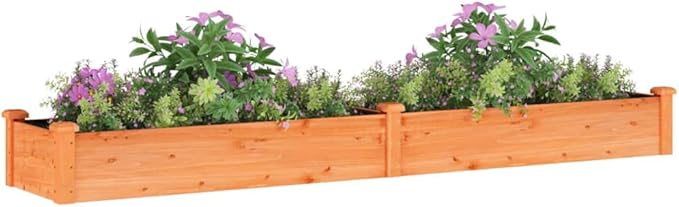 Large Garden Raised Bed Brown Solid Fir Wood Outdoor Planter for Vegetables Flowers Herbs 94.5 x 17.7 x 9.8 Inch Rectangular Garden Bed