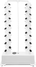 Hydroponics Vertical Growing Kit 56 Planting Holes Germination Kit Indoor Vertical Planter Germination Kit with 30L Water Tank Timer Wheels Automatic Circulation(White 56-Hole)