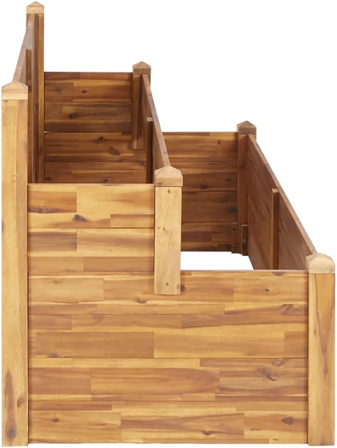 2-Tier Garden PlanterWood Planter Raised BedsGardening PotsPlant BoxPlantersBox PlanterDistinctive Stackable Designfor Backyard Patio Balcony63x29.5x33.1 Solid Acacia Wood
