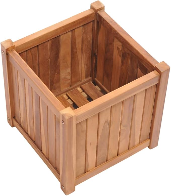 Wooden Garden Raised Bed Wood Outdoor Garden Planter Box for Vegetables Fruits Herb Grow Yard Gardening 15.7x15.7x15.7 Solid Wood Teak