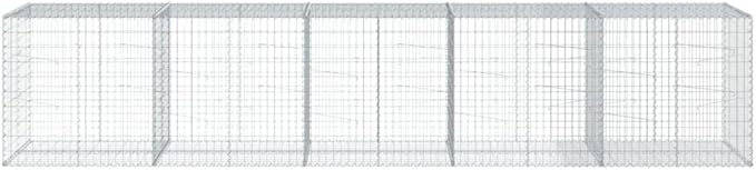 Gabion Basket with Cover 196.9x39.4x39.4 Galvanized Iron Raised Garden Bed Metal Basket Planter for Landscaping Outdoor Decor Garden Raised Bed Kit Retaining Wall