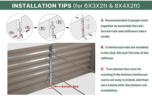 6x3x2ft Outdoor Metal Raised Garden Bed Planter Box for Vegetables Flowers Herbs w/ 3 Tomato Cages Siliver