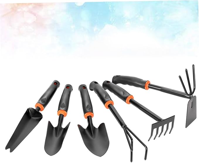 Kisangel 6pcs Garden Tool Shovel Rake Hoe Hoeing Rake Iron Garden Tool for Indoor Outdoor Weeding