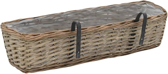 Balcony Planter Set Brown Wicker 23.6 in - Hanging Wall Fence Garden Baskets Welded - Ideal for Retaining Walls and Fencing for Your Patio!