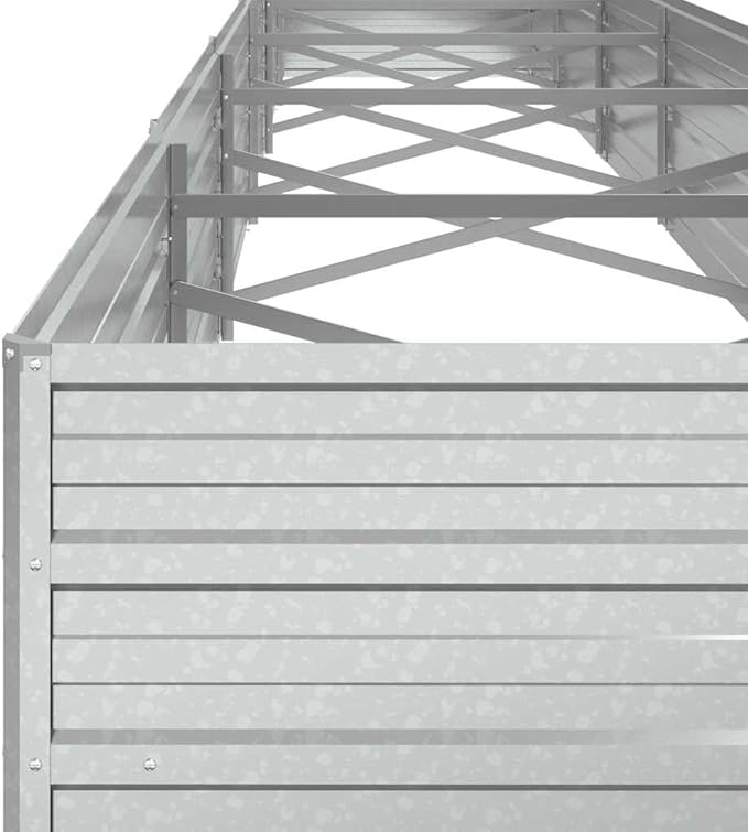 Garden Raised Bed Silver Galvanized Steel Extra Large Outdoor Rectangular Planter for Vegetables Herbs Flowers 236.2 x 31.5 x 17.7 Inches