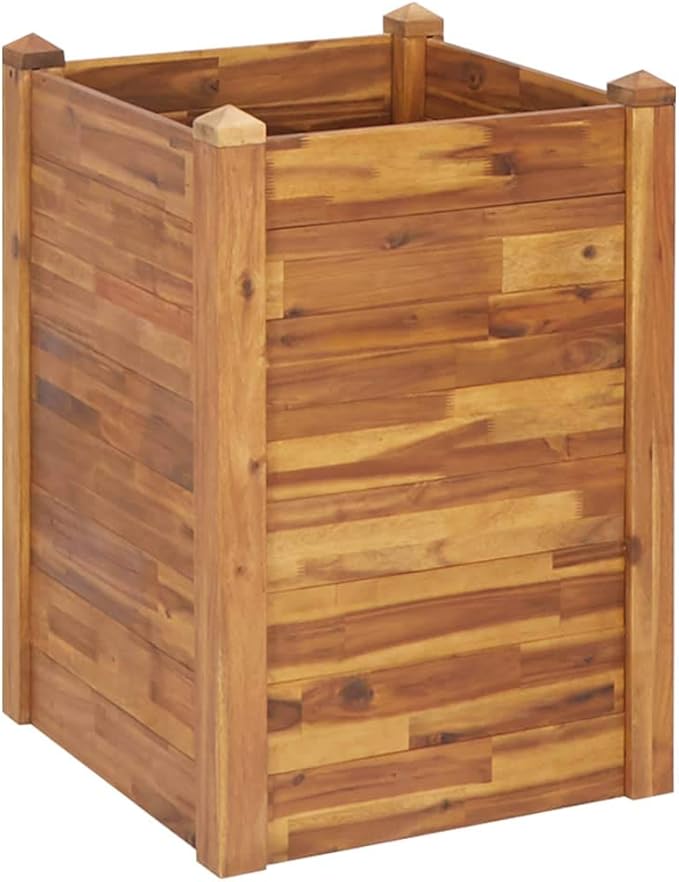 Wooden Garden Raised Bed Outdoor Garden Bed Planter Box Solid Wood for Plants Vegetables Herbs and Flowers 23.6x23.6x33.1 Solid Acacia Wood-576