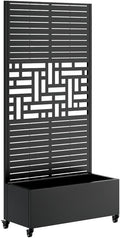 Heavy-Duty Metal Planter Box with Built-in Trellis for Climbing Plants Vegetables and Vines – Rust-Resistant Raised Garden Bed with Drainage and Mobility Features (Black-3)