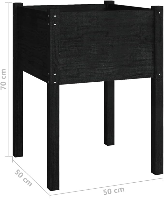 Wooden Garden Planter Box Stand with Legs Outdoor Raised Garden Bed Garden Yard Wood Box for Vegetables Flowers Herbs Black 19.7x19.7x27.6 Solid Wood Pine