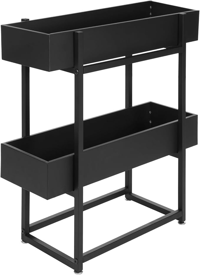 2 Tier Standing Planter Box 29 Inch Outdoor/Indoor Metal Planter Box Elevated Garden Box Raised Garden Bed for Vegetable Flower Herb Fruit