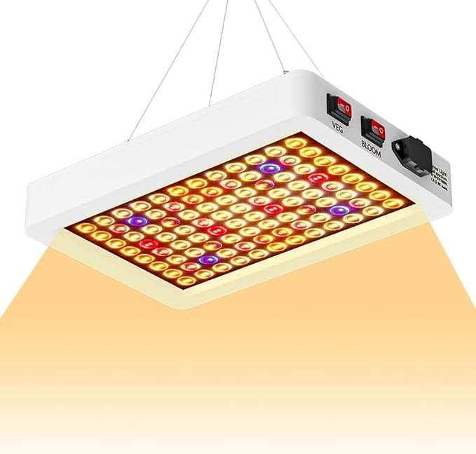 LED Full Spectrum Grow Light 300W Equivalent Indoor Professional Green Plant Fill Lamp Veg/Bloom Dimming 2Modes Greenhouse Tent Hydroponic Light 110V Red Blue Cultivation Lighting with US Plug