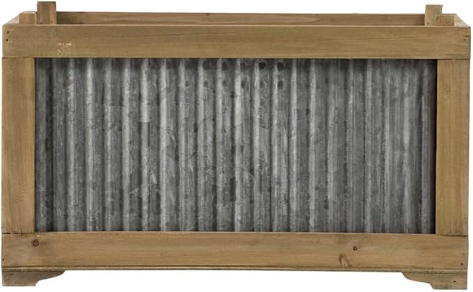 Set of 2 Rectangular Rustic Planter L:20x14x11.5 S:17x12x10