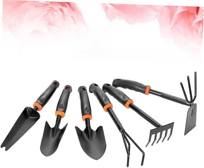 Yardwe 6pcs Garden Tool Shovel Rake Hoeing Rake Iron Tool for Landscaping Gardening
