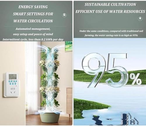 Smart Hydroponic Growing Tower with Pump &amp LED Indoor Vertical Garden for Home Gardening Space-Saving Plant System Easy to Use Ideal for Herbs &amp Vegetables