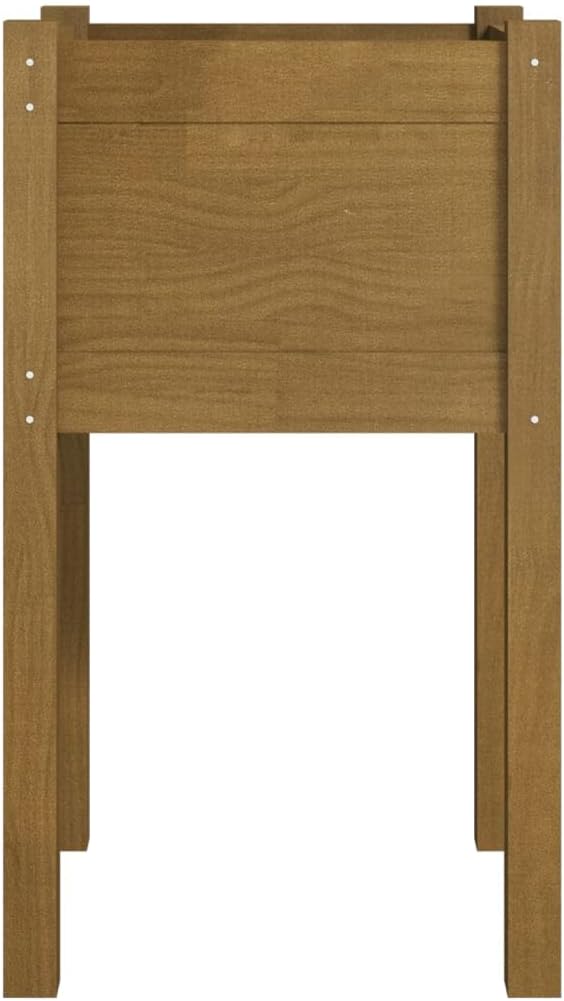 Honey Brown Raised Garden Planter 15.7x15.7x27.6 Solid Pine Wood Elevated Flower Bed Box Assembly Required for Patio Balcony Outdoor