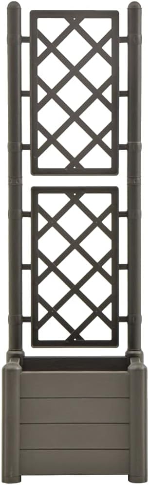 Garden Planter with Trellis Outdoor Planter Box with Trellis Raised Garden Bed with Trellis for Climbing Plants Vegetable 16.9x16.9x55.9 PP Anthracite-523