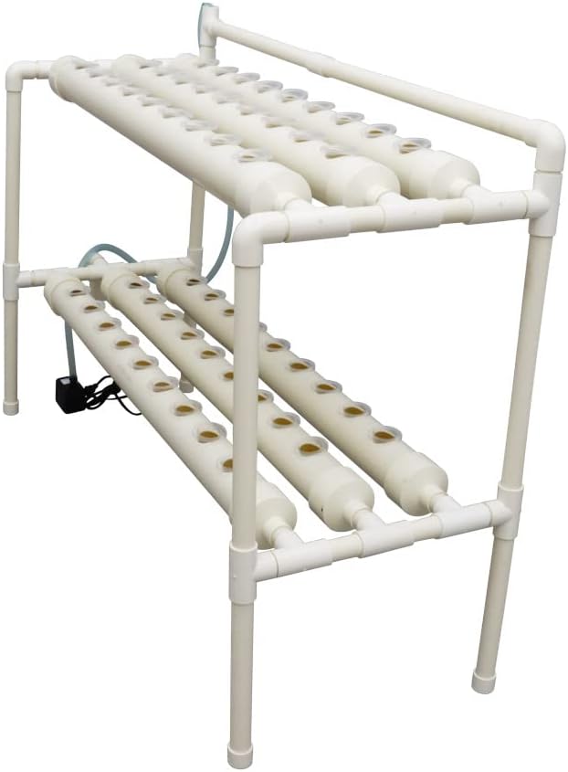 Wall-Mounted Hydroponic Grow Kit 54 Plant Sites Hydroponics Planting System 6 PVC Pipes Hydroponic Gardening Indoor System with 110V Water PumpPlanting SpongeHose