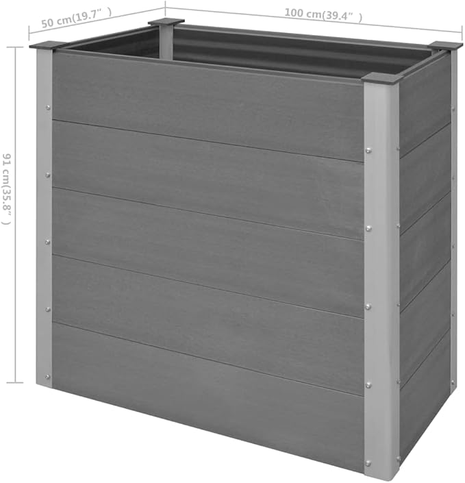 YAFF Garden Raised Bed WPC 39.4x19.7x35.8 Gray (57.86lbs)
