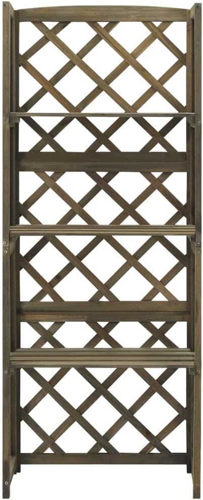 Trellis with 3 Shelves 21.6x11.8x55.1 Solid Fir Wood Planter Raised for Indoor Outdoor Garden Vegetables Flower Herb Plants Bed Elevated Wooden Box Stand for Backyard Patio BalconyGray