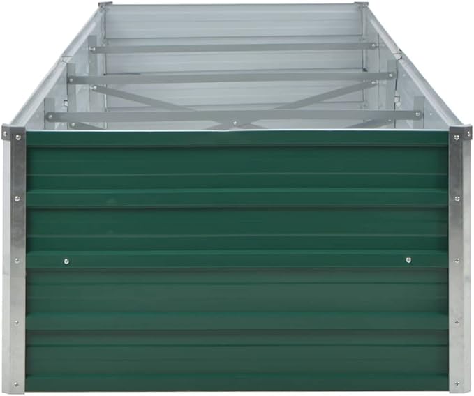 Outdoor Garden Raised Bed Galvanized Steel Metal Outdoor Garden Raised Planter Box for Flowers Vegetables Fruits Herbs Green 126x31.5x17.7 -AA