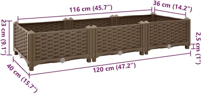 SKM Raised Bed 120x40x23 cm Polypropylene (Weight-11KG)