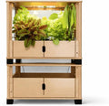 Hydroponic Home Garden with LED Grow Lights | Organic Microgreens Herbs Vegetables Fruits &amp Flowers | Real Wood Design | Stackable Mess-Free Year-Round Harvest (Natural)