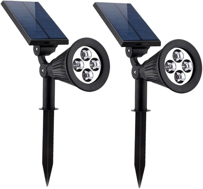DOITOOL 4pcs Solar Spotlights LEDs RGB Landscape Lamp Automatic Dusk Dawn Lighting for Outdoor Lawn Patio Driveway Garden Easy Ground Installation