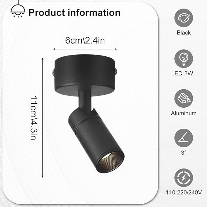 Spotlight Led Ceiling Spotlight Adjustable Spots 350°Rotation Wall Swivel Lamps Focus Lighting Fixture for Living Room Bedroom Hallway
