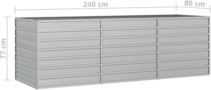 Garden Raised Bed Planter Raised Beds Raised Planter Box Planters for Outdoor Plants Garden Beds 94.5x31.5x30.3 Galvanized Steel Silver