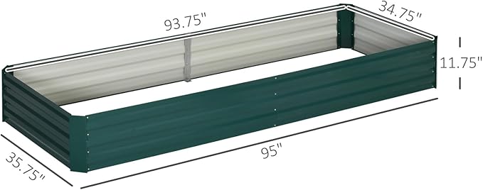 Galvanized Raised Garden Bed 8' x 3'Metal Planter Box for Vegetables Flowers and Herbs Green
