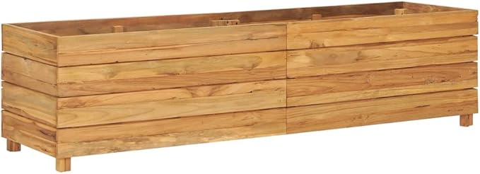 YAFF Raised Bed 59.1x15.7x15 Recycled Teak and Steel (32.626lbs)