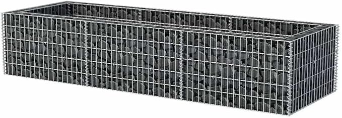 Galvanized Steel Gabion Raised Bed - 106.3x35.4x19.7 Outdoor Metal Planter Box for Gardening Flower and Plant Beds