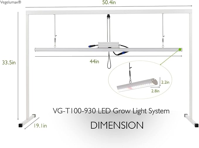 LED Grow Light Lamp Stand for Plant Vege Flower Herb GrowthFull Spectrum CRI 90+ White Light CCT 3200KIsolated Dimming Power with On/Off SwitchHeight Adjustable100W4FT