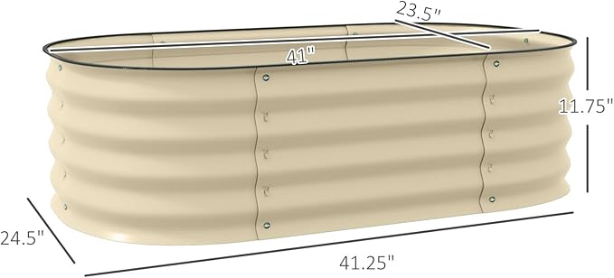 3.4' x 2' x 1' Galvanized Raised Garden Bed Kit