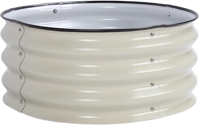 GOWENIC Raised Garden Bed Galvanized Metal Planter Box for Vegetables Flower with Open Bottom Drain Design Round Corners Easy to Install 23.6x23.6x11in 9.6lb for Home