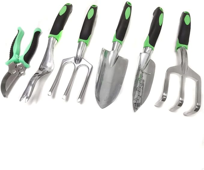 Garden Tools SetErgonomic Hand Digging Weeder Rake Shovel Trowel -Gift for Women and Men(Green)